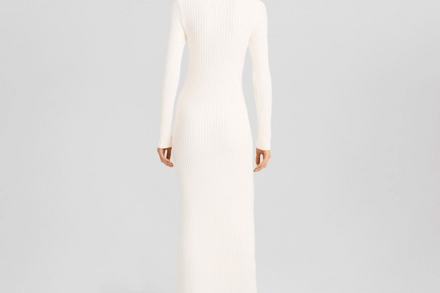 Vestit midi punt rib coll subido1 Vestit midi punt rib coll subido1