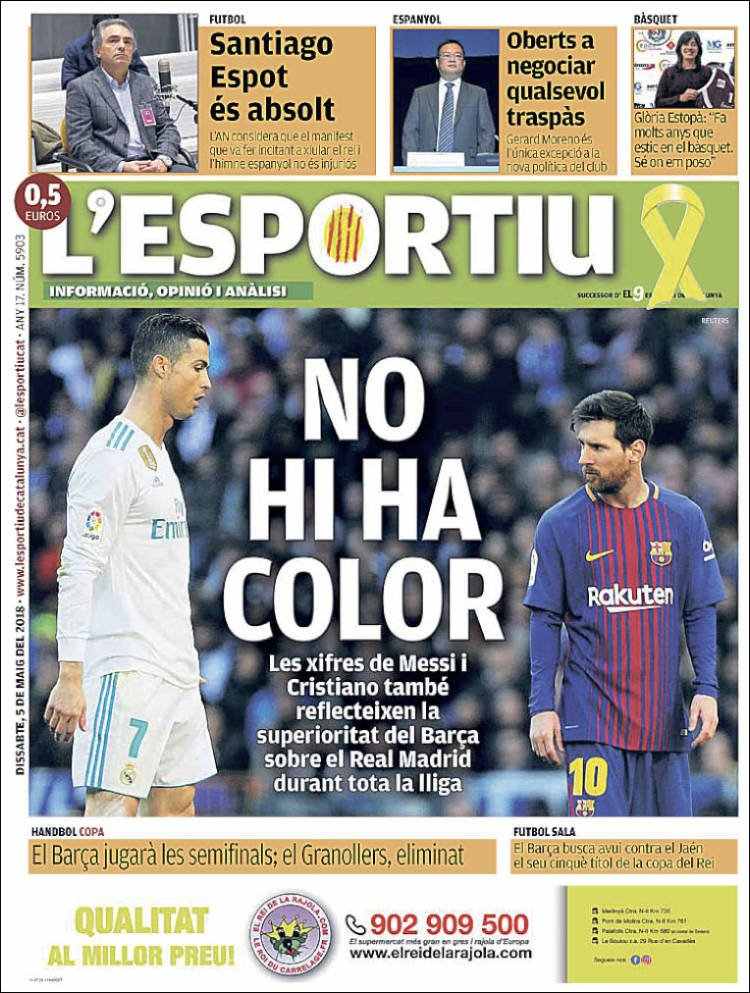 L'Esportiu Portada 05 05 2018 L'Esportiu Portada 05 05 2018