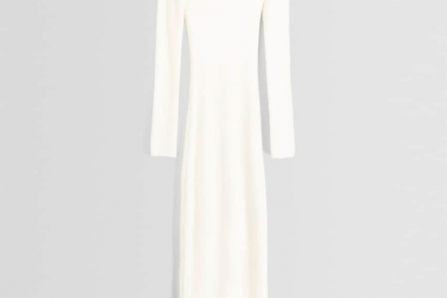 Vestido midi manga larga punto pelo1 Vestido midi manga larga punto pelo1