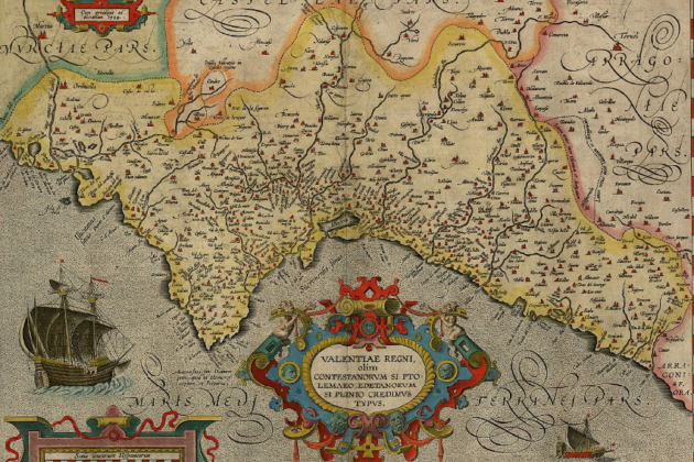 Una de les representacions cartogràfiques més antigues del regne de València (1584). Font Cartoteca de Catalunya