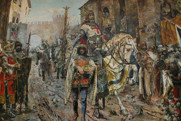 Representación moderna de la entrada de Jaime I a valencia. Fuente Museo de Bellas Artes de Castellón