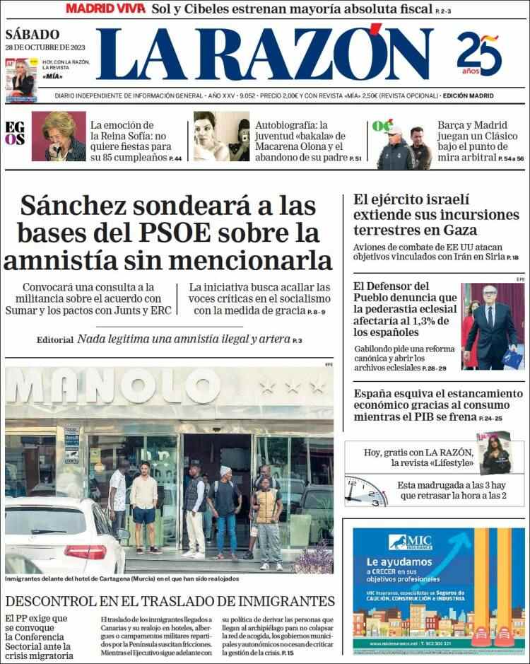 la razon llevada|traída 28 octubre 2023