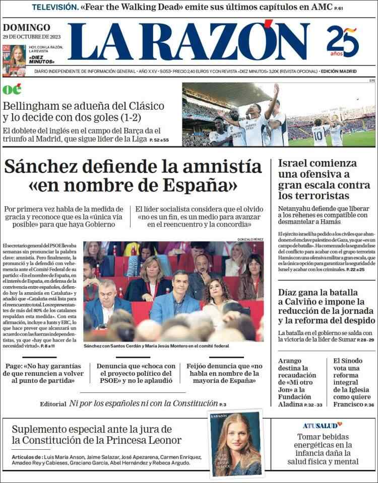 la razón portada 29 octubre 2023 la razón portada 29 octubre 2023