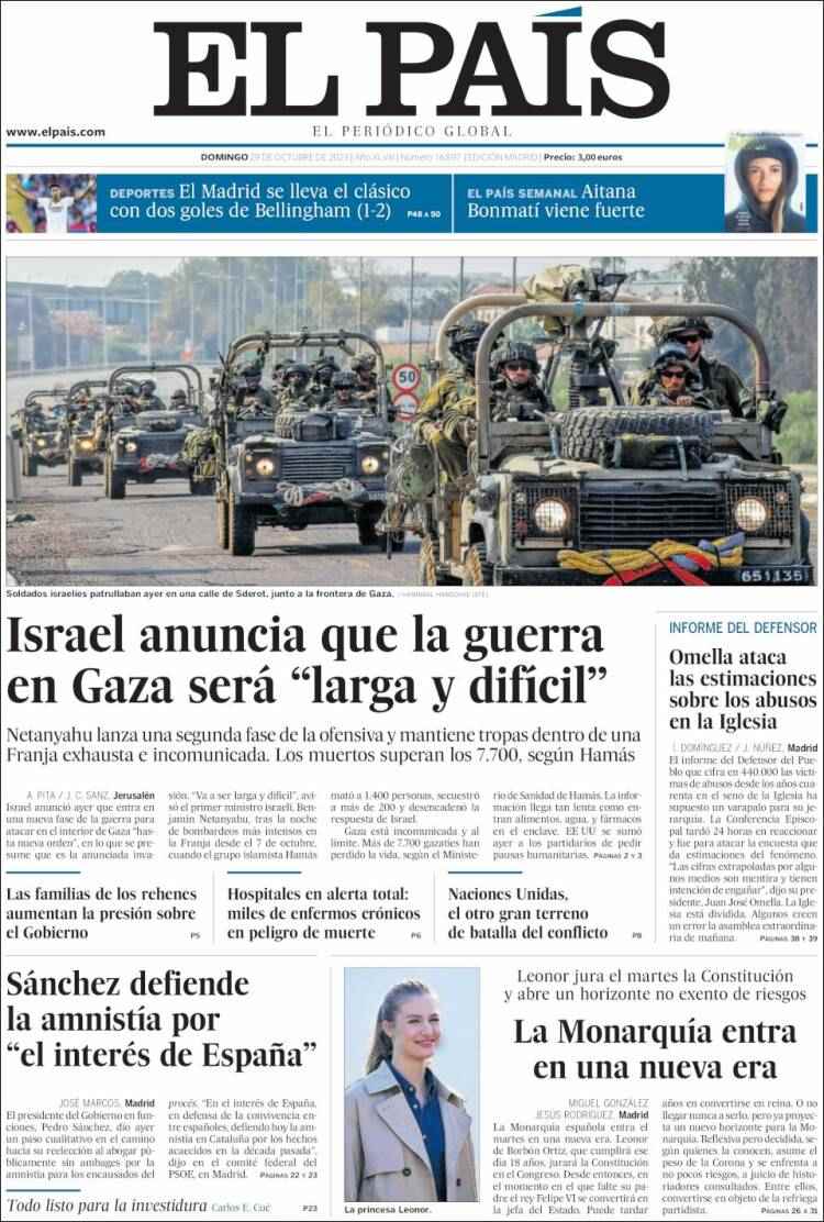 el pais portada 29 octubre 2023 el pais portada 29 octubre 2023