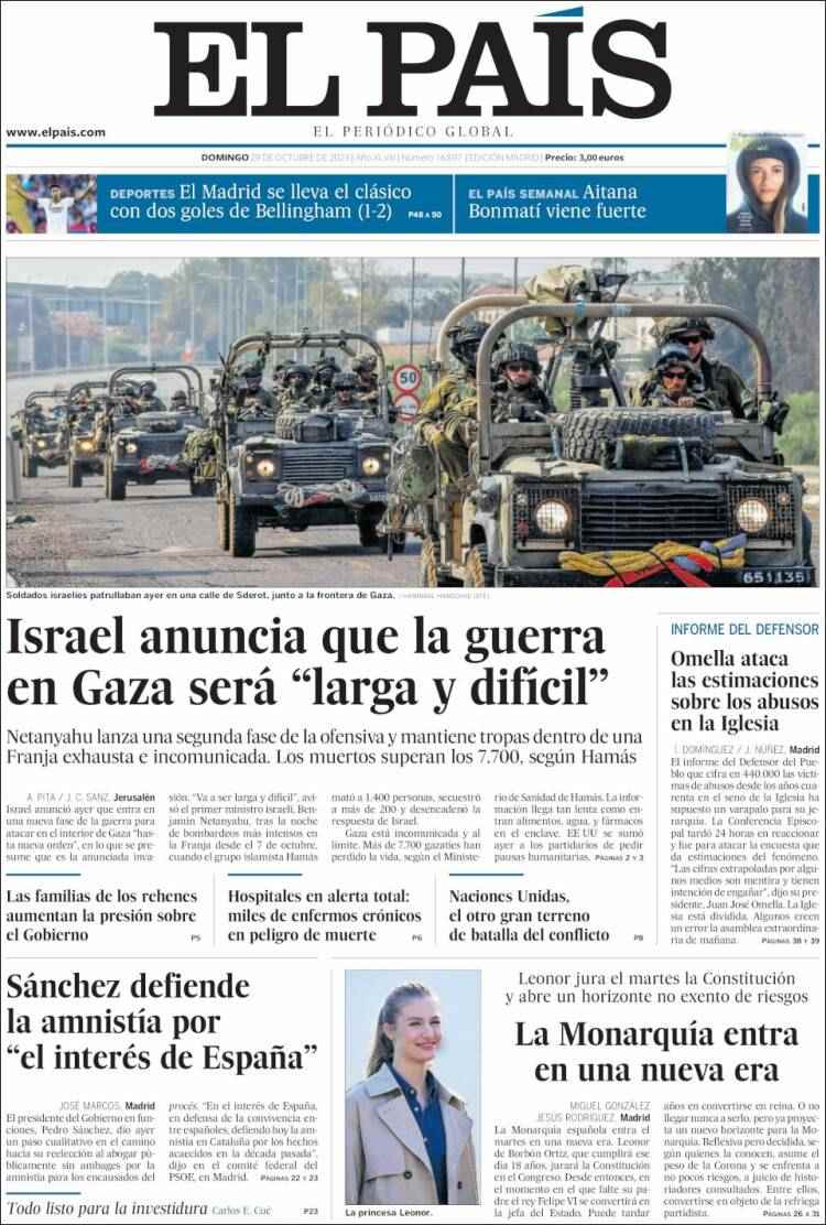 el pais llevada|traída 29 octubre 2023