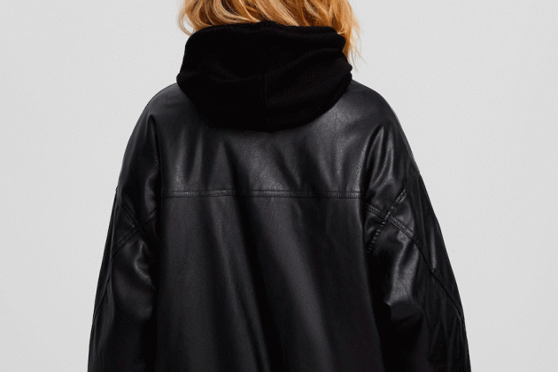 Cazadora oversize dad fit efecto piel1