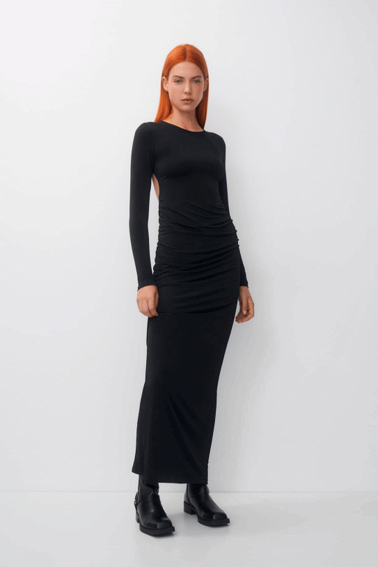 Vestido de manga larga con espalda descubierta