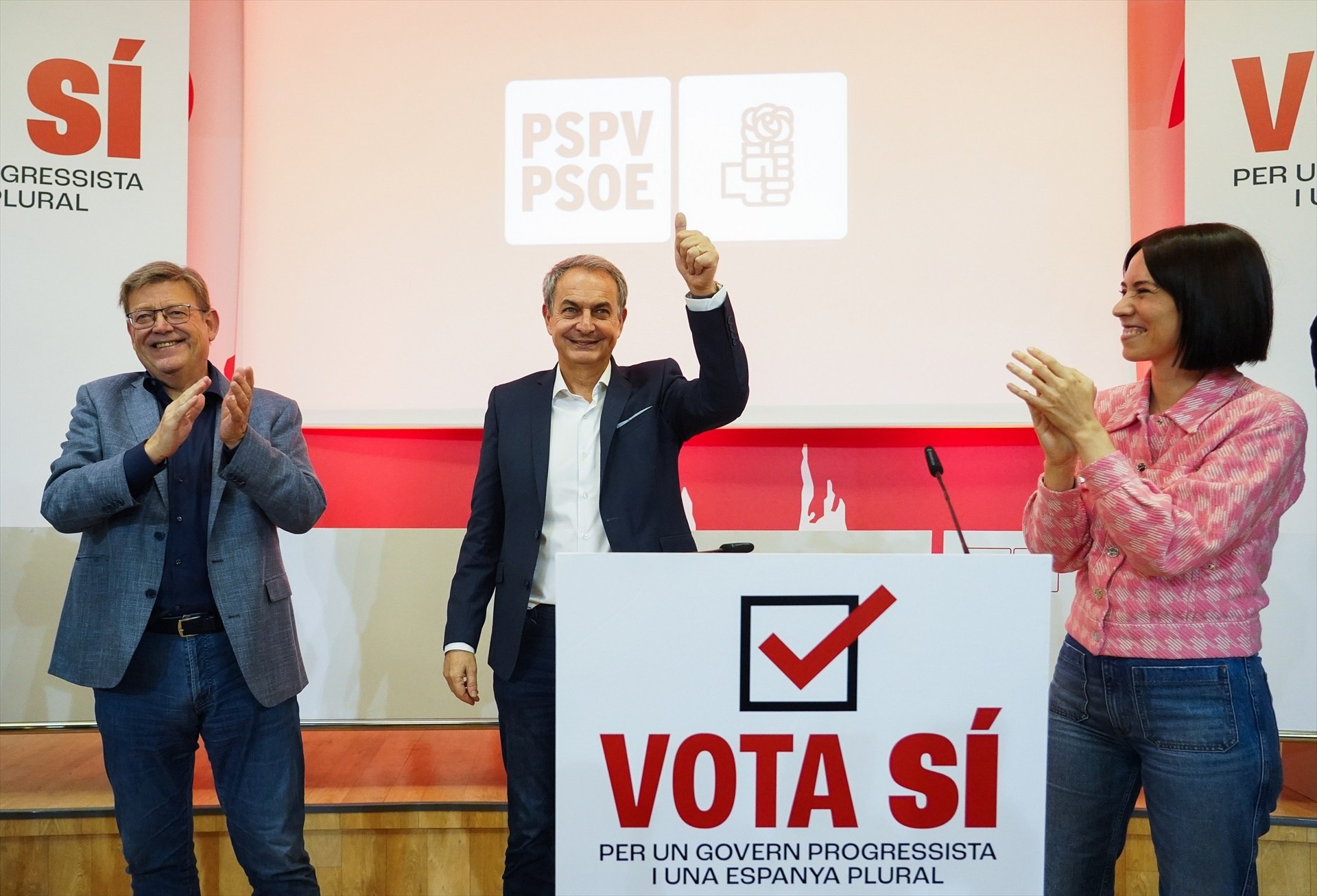 Jose Luis Rodriguez Zapatero Ximo Puig Diana Morant Jose Luis Rodriguez Zapatero Ximo Puig Diana Morant
