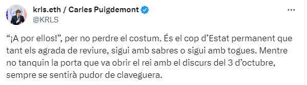 TUIT carles puigdemont tsunami democrático