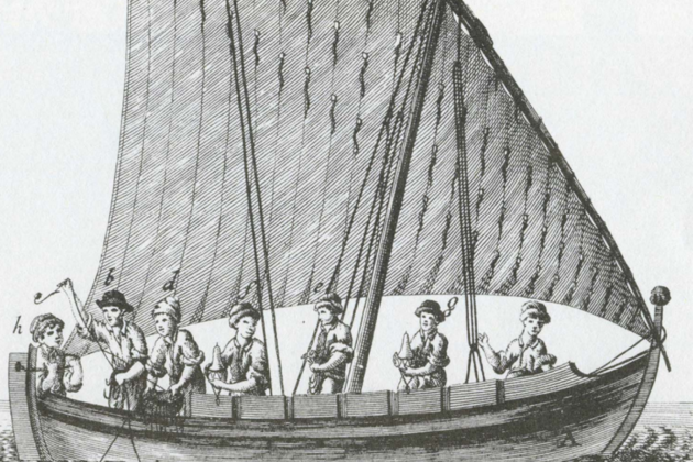 Barca de pesca catalana (segle XVIII). Font: Museu de la Pesca. Palamós