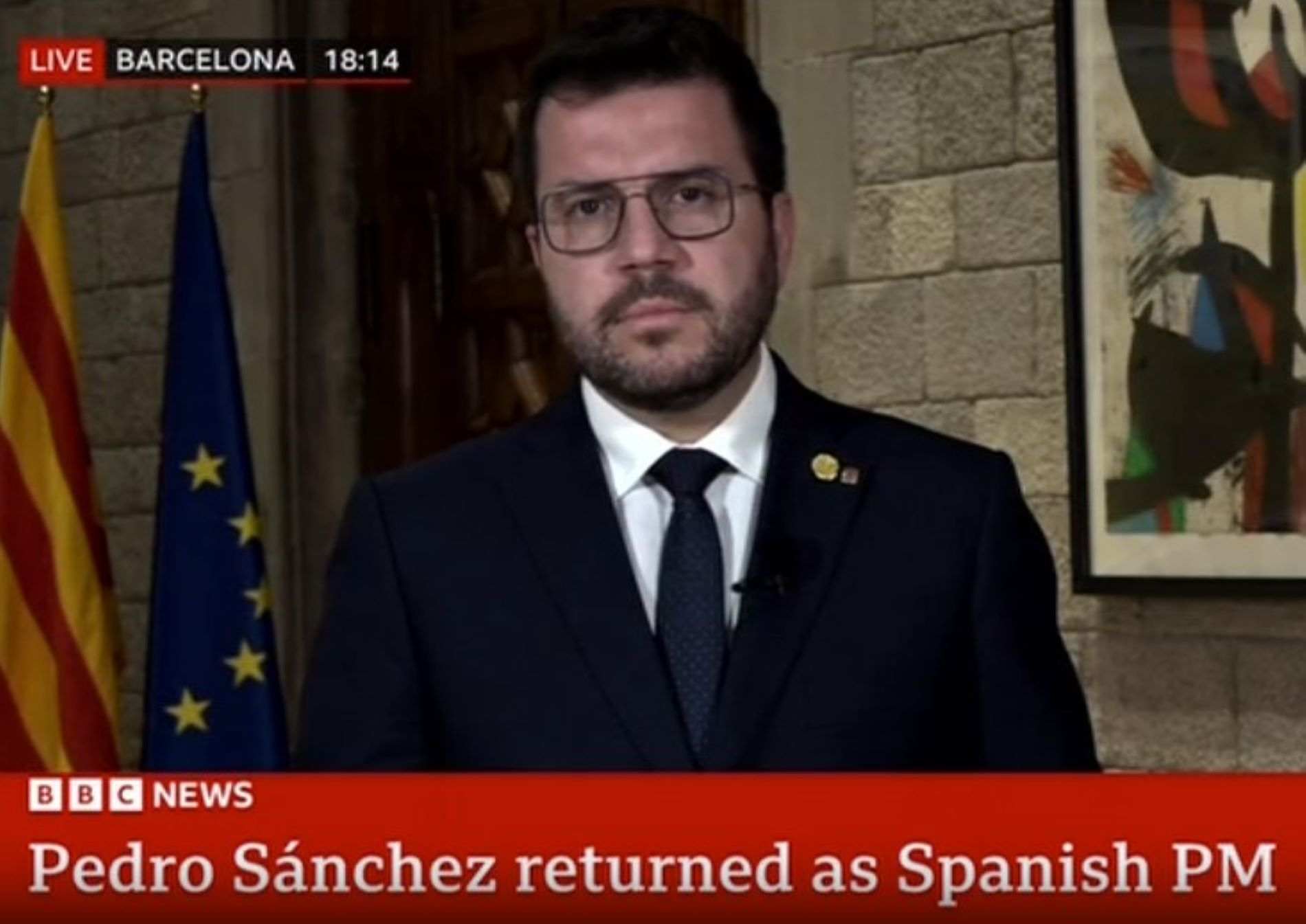Pere Aragonès evita decir a la BBC qué pasará si Pedro Sánchez no cumple con los acuerdos