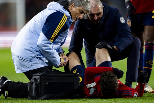 Gavi, lesionado durante el España - Georgia / Foto: EFE Gavi, lesionado durante el España - Georgia / Foto: EFE