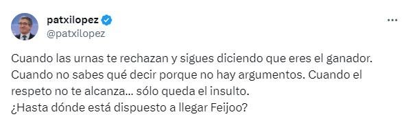 Tuit de Patxi Lpez sobre el tic patologic de Feijoo en Sanchez Tuit de Patxi Lpez sobre el tic patologic de Feijoo en Sanchez