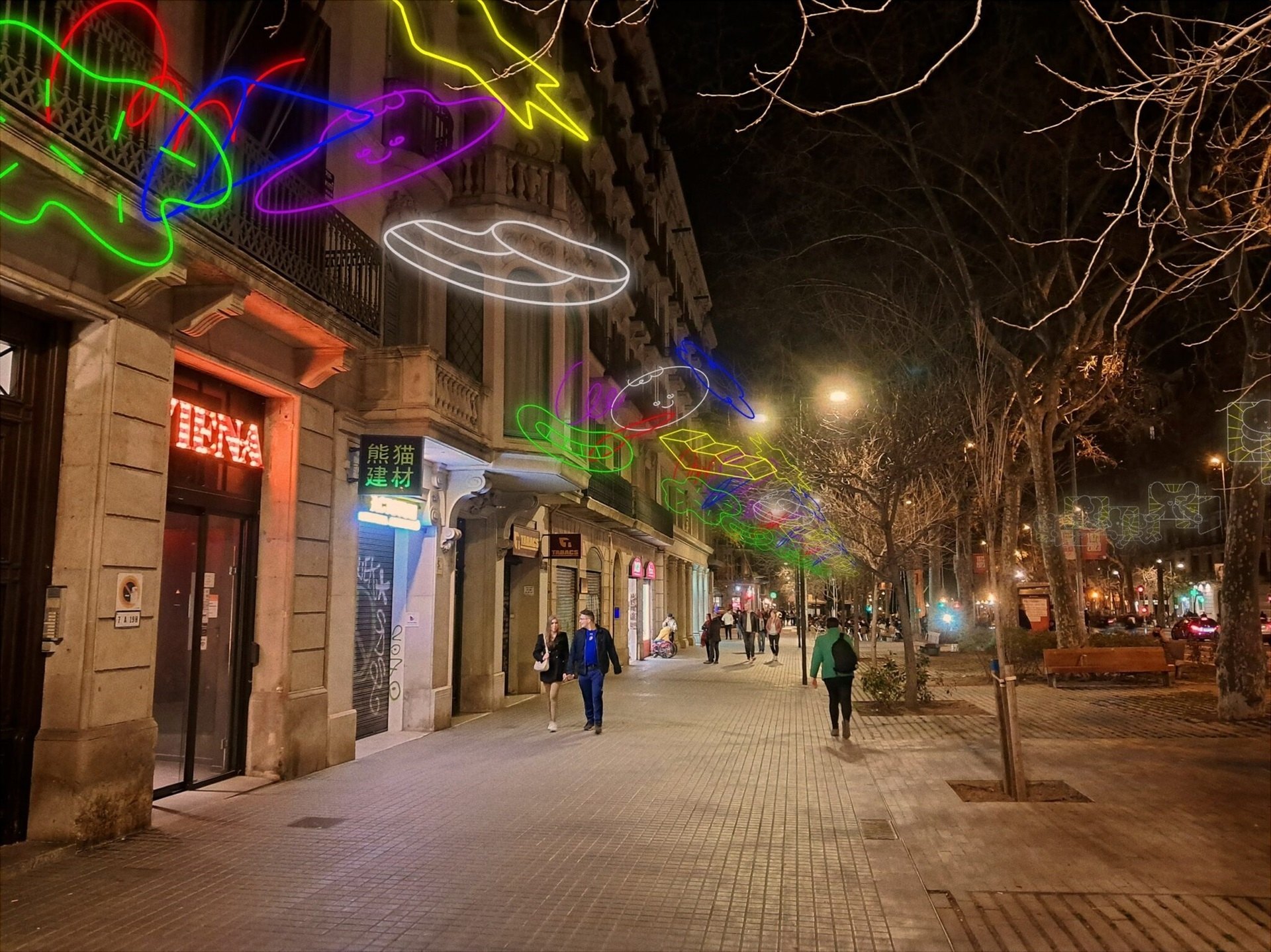 Calles iluminadas en Barcelona con las luces de Navidad 2023