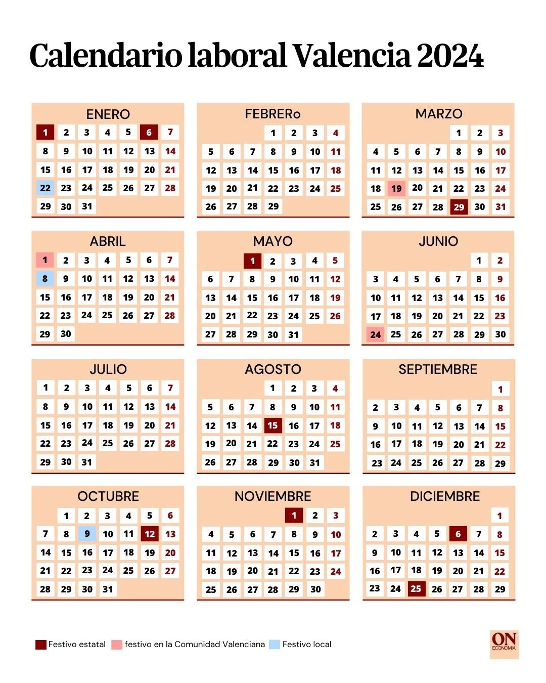 Calendario laboral de Valencia 2024 | Foto: ON ECONOMIA