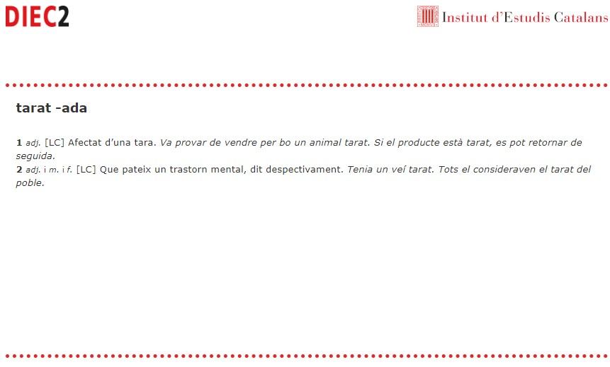 Definicio Tarat da, DIEC Definicio Tarat da, DIEC