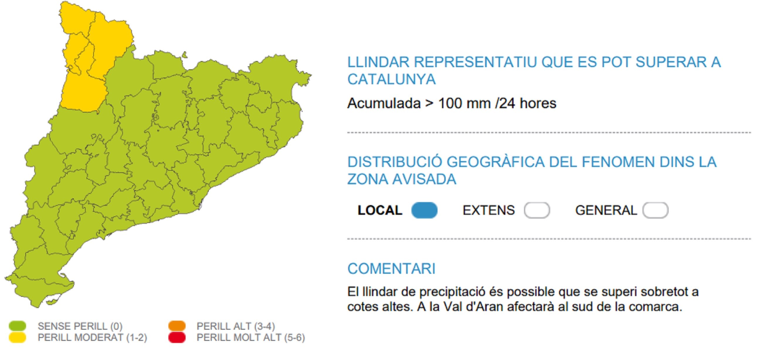 Cauran més de 100 litres en algunes comarques Avís Meteocat