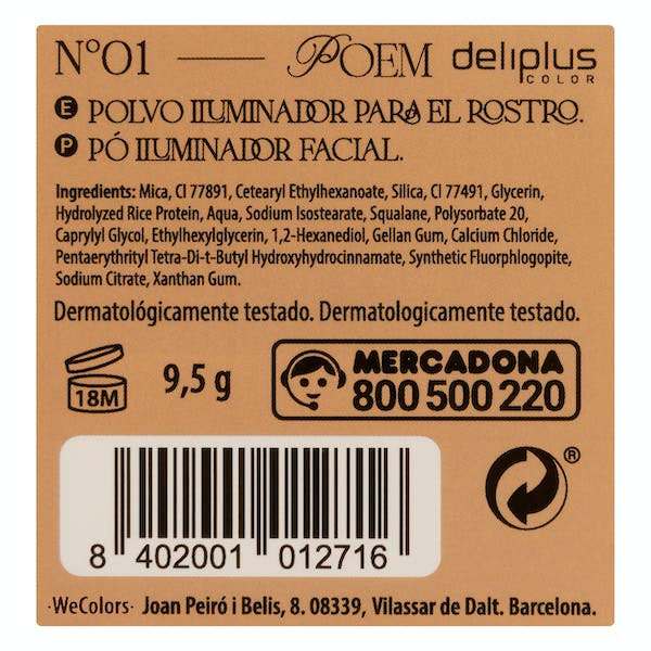 Iluminador facial compacto Poem Deliplus 01 dorado Iluminador facial compacto Poem Deliplus 01 dorado