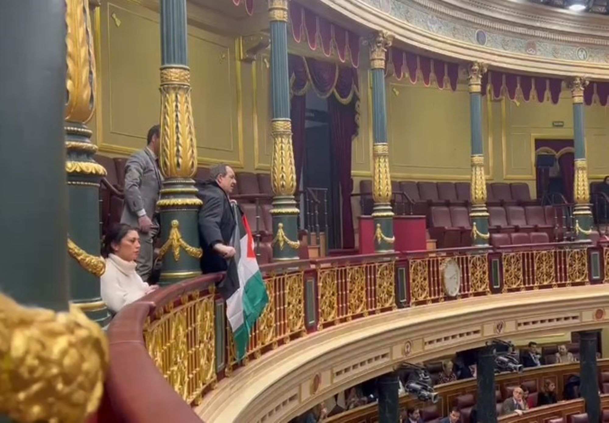 Dos activistas interrumpen un discurso de Albares sobre Gaza en el Congreso con proclamas pro-Palestina