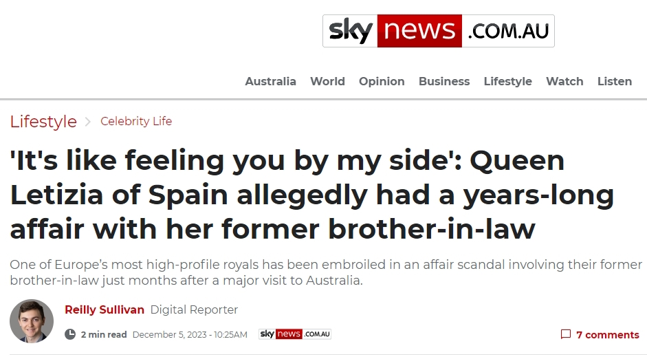 Letizia infiel Sky Australia