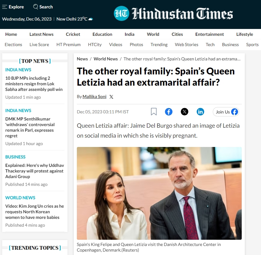 Letizia infiel Hindustan Times