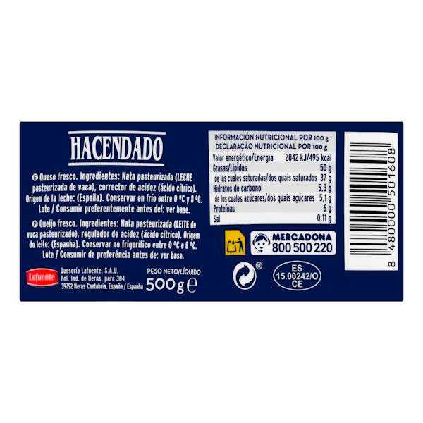 Formatge mascarpone Hacendado Formatge mascarpone Hacendado