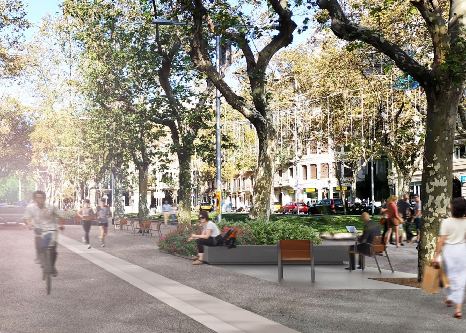 Els Jardinets de Gràcia de Barcelona es remodelaran i una part de la calçada serà plataforma única