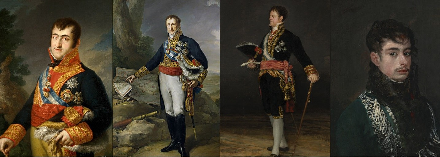 Fernando VII, duques del Infantado y de San Carlos y conde de Tebas. Fuente Museo del Prado, Museo de Zaragoza, Frick Collection of New York