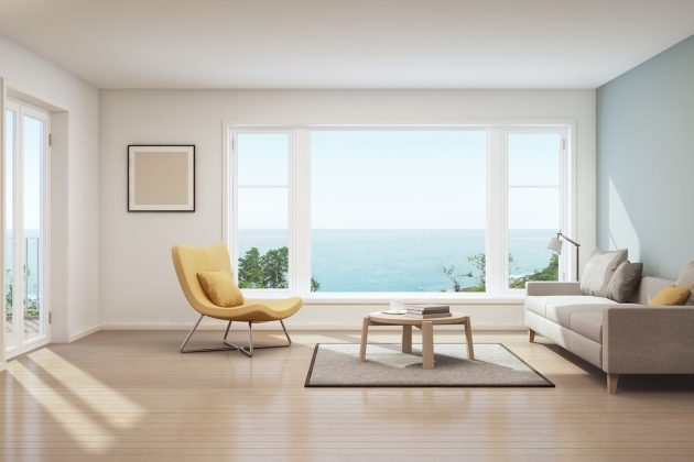 3d rendering of scandinavian sigui view living room in luxury house
