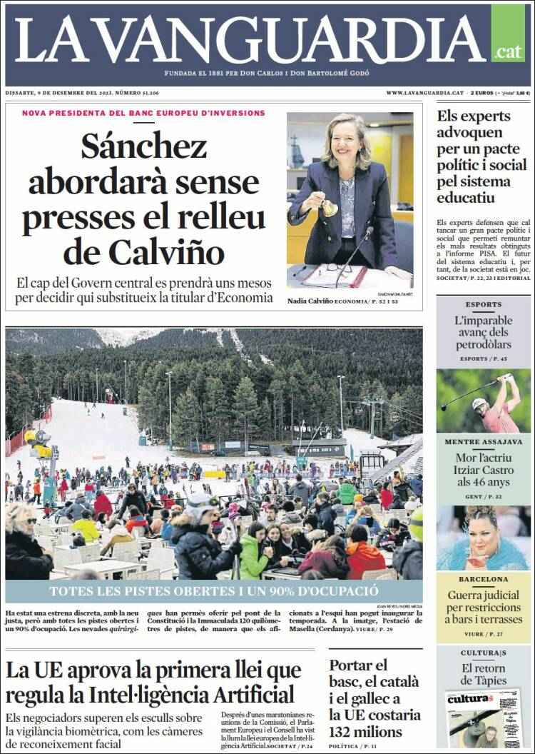 Portada La Vanguardia Portada La Vanguardia