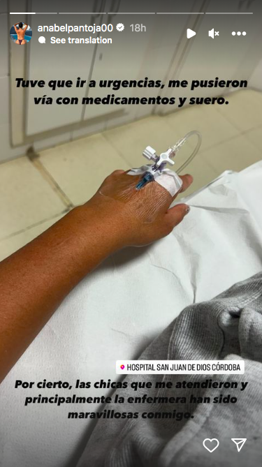 Anabel Pantoja en el hospital. / Instagram Anabel Pantoja en el hospital. / Instagram