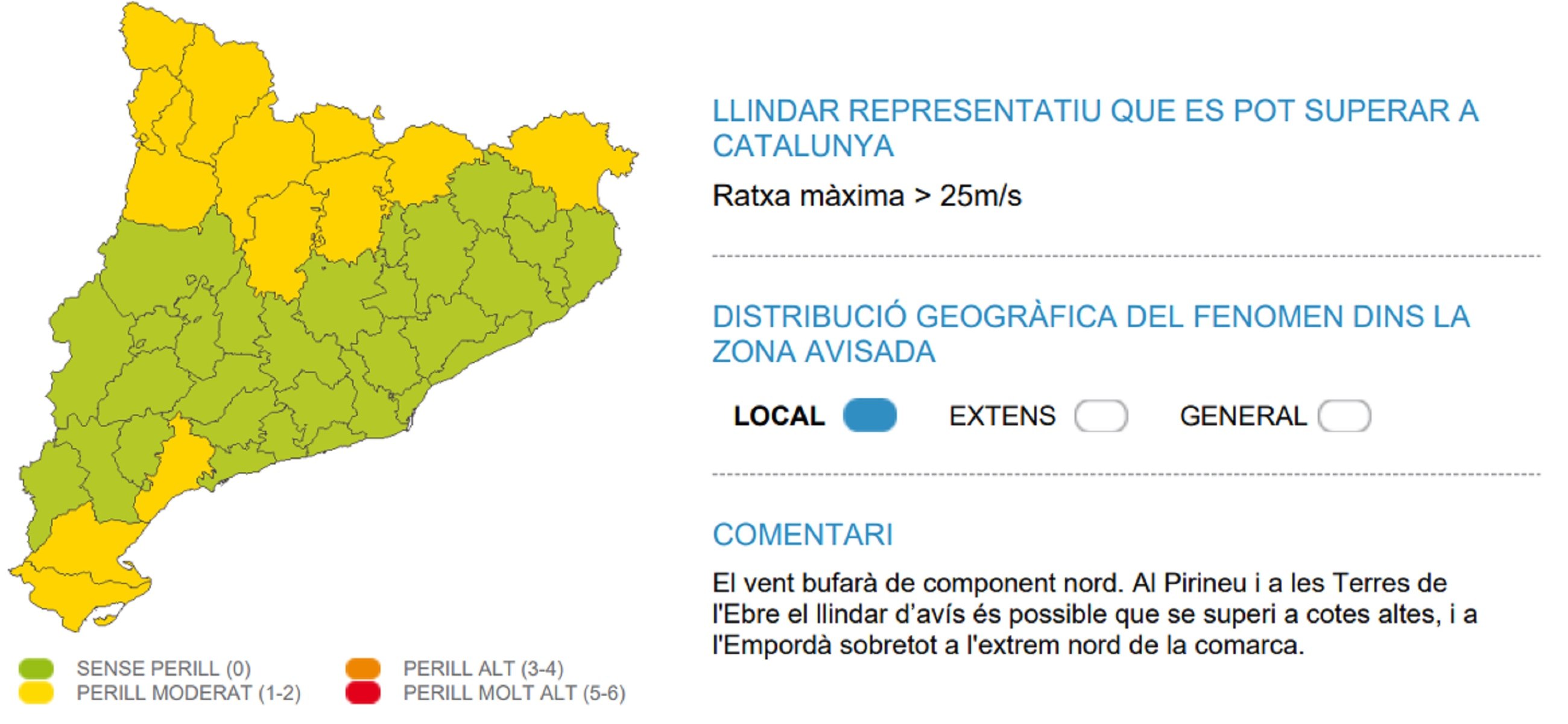 Alerta por|para fuertes ventoleras este jueves en Catalunya / Meteocat