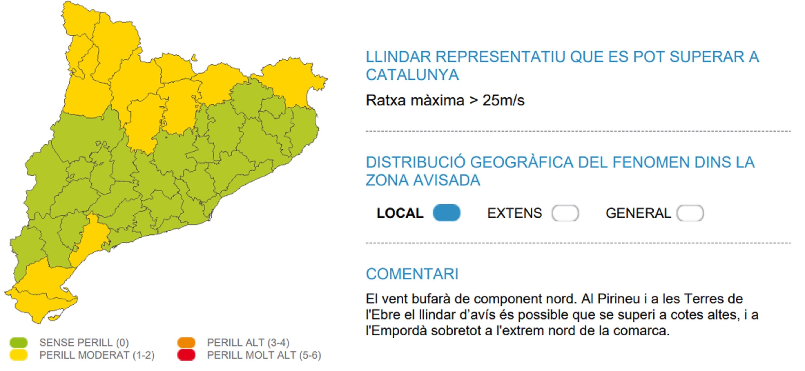 Alerta per fortes ventades aquest dijous a Catalunya / Meteocat