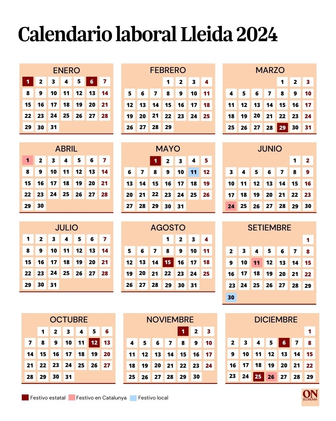 Calendario laboral de Lleida Calendario laboral de Lleida