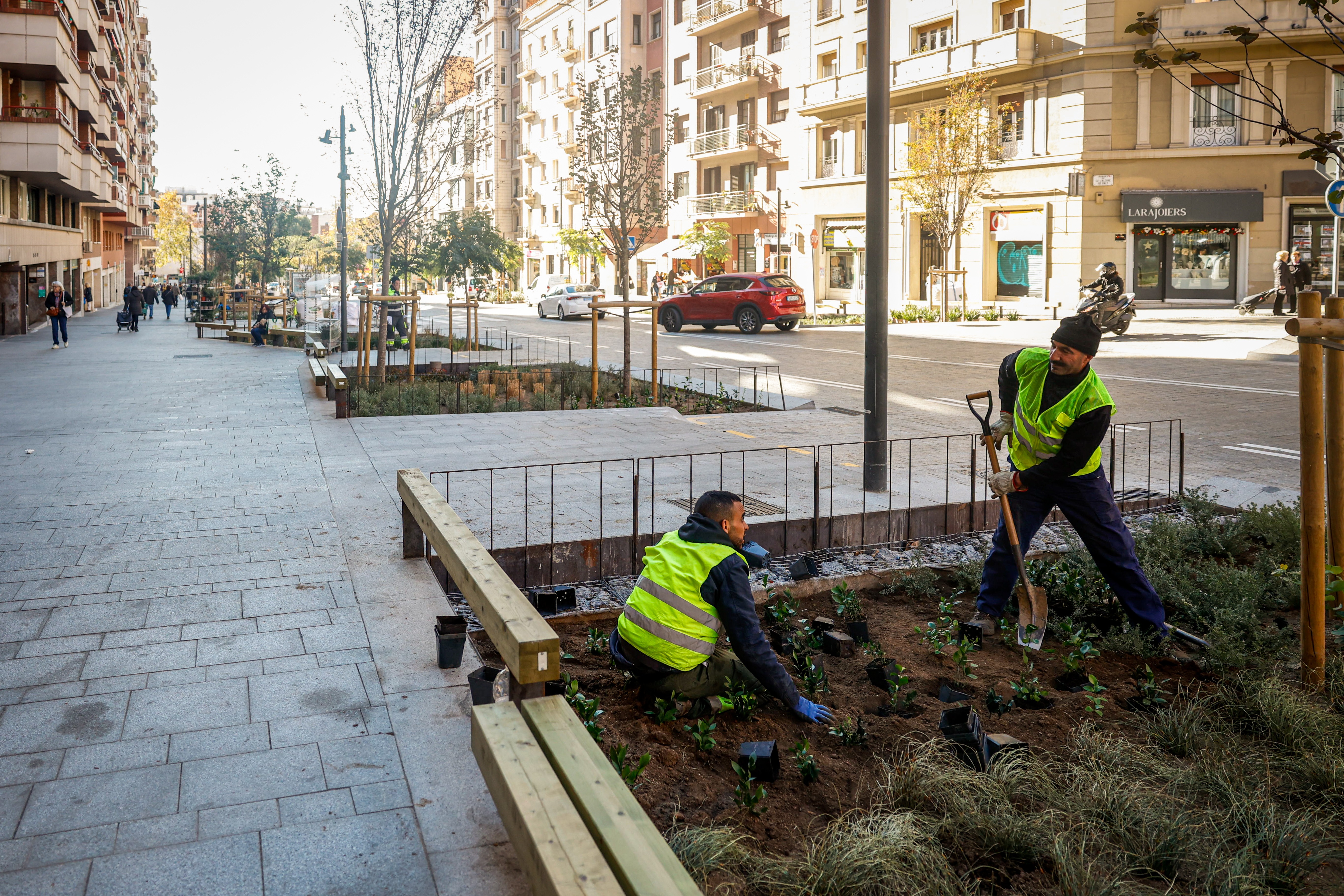 Barcelona no rompe con los ejes verdes: inaugura Pi i Margall y empieza obras en la ronda de Sant Antoni