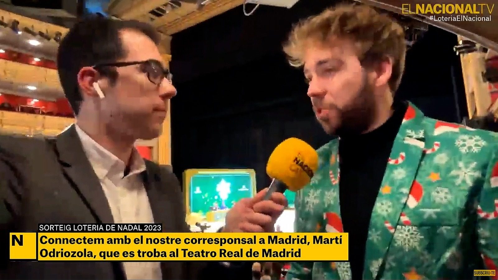 El corresponsal a Madrid d'El Nacional, en directe al sorteig de Nadal des de dins del Teatro Real