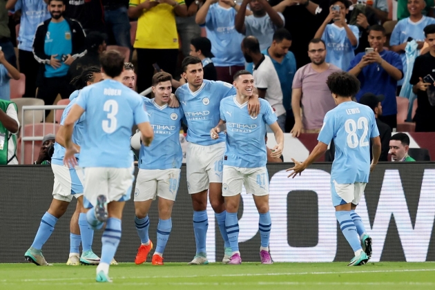 Los jugadores del Manchester City celebrando el gol de Foden / Foto: EFE