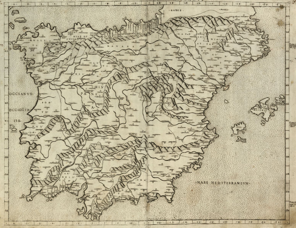 Mapa de la península ibèrica (1508). Font Cartoteca de Catalunya