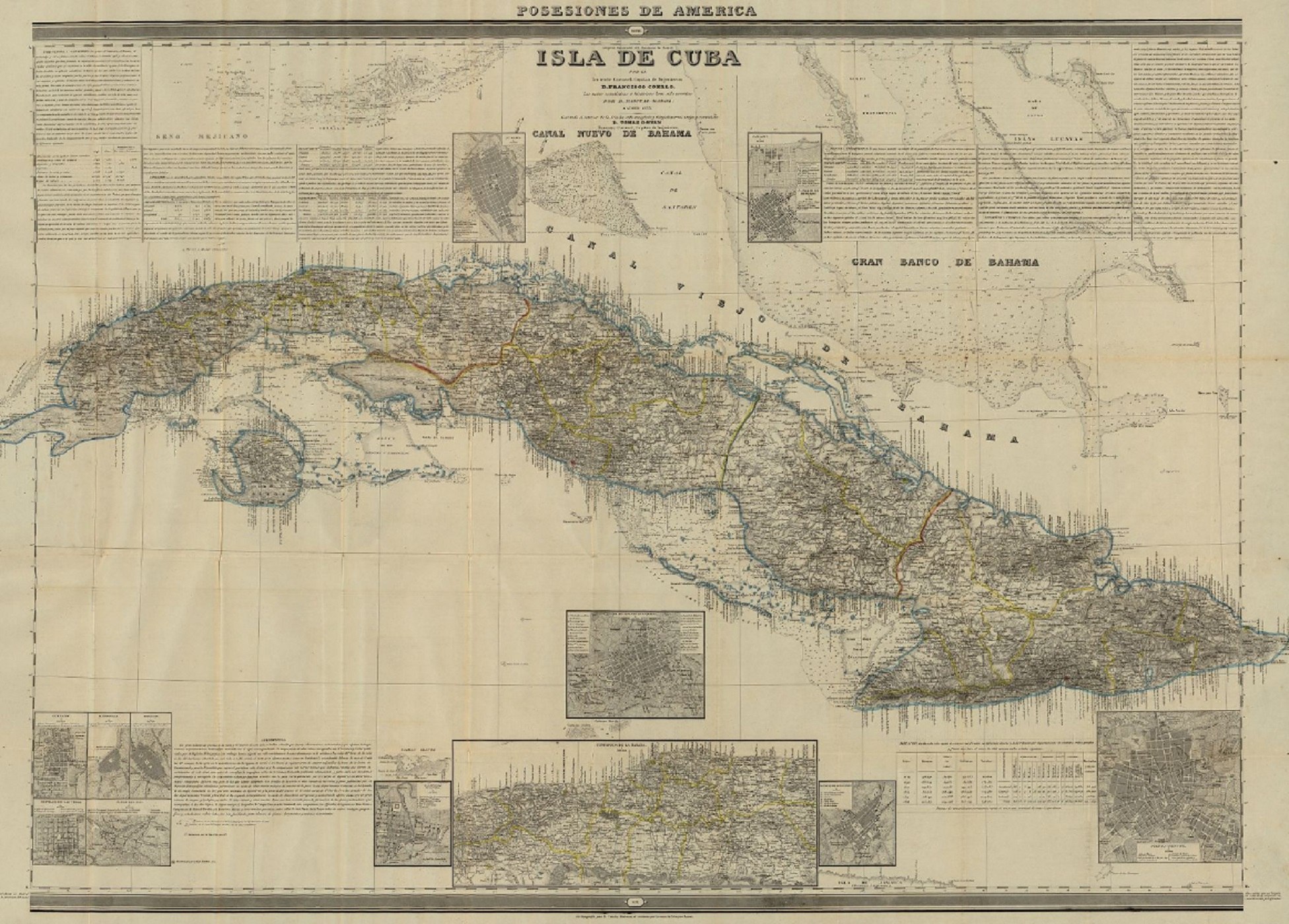 Mapa de la colònia espanyola de Cuba (1831). Font Cartoteca de Catalunya