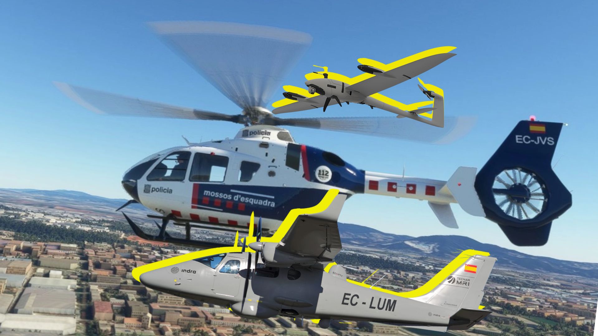 La força aèria dels Mossos es reforça: dos helicòpters, una avioneta i un dron d’ala fixa aquest 2024