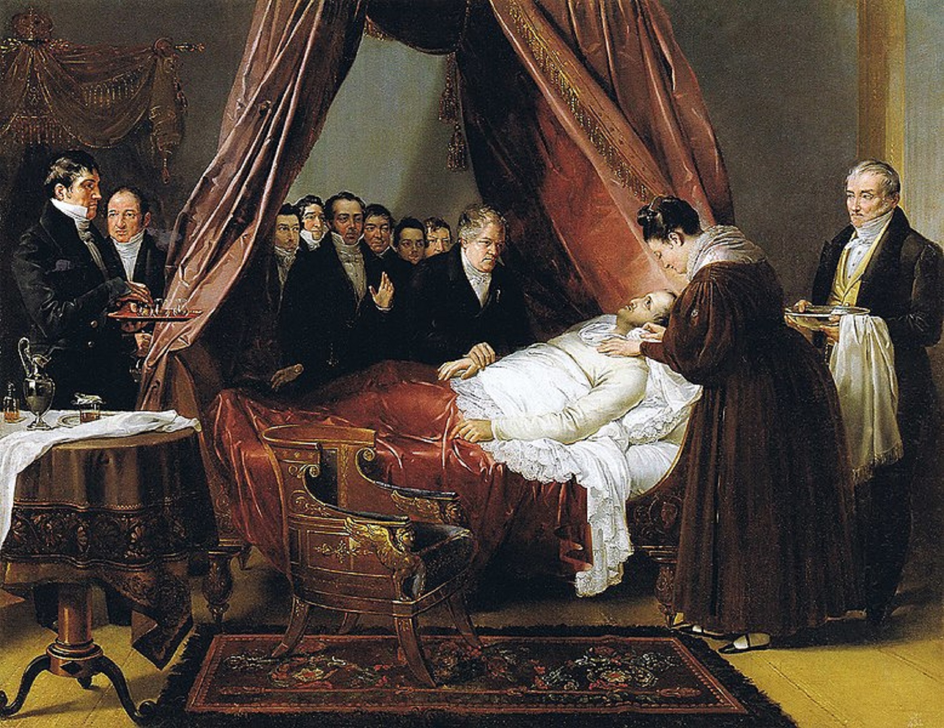 Fernando VII en el lecho de muerte, atendido por el doctor Castellón, obra de Madrazo. Fuente Palacio Real de Madrid Fernando VII en el lecho de muerte, atendido por el doctor Castellón, obra de Madrazo. Fuente Palacio Real de Madrid