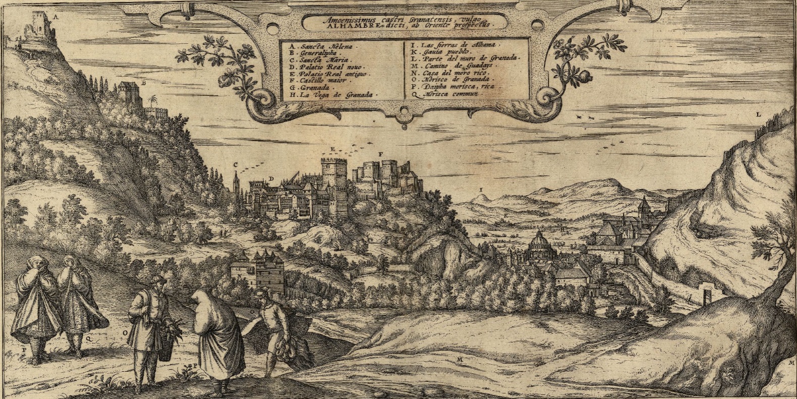 Grabado de Granada (siglo XVI). Fuente Cartoteca de Catalunya Grabado de Granada (siglo XVI). Fuente Cartoteca de Catalunya