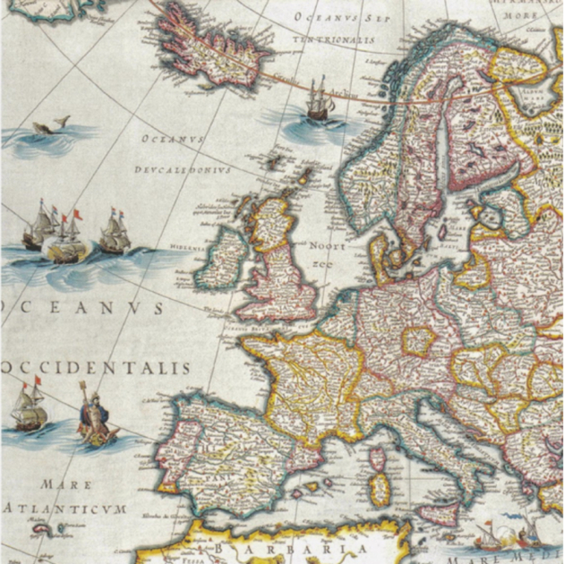 Mapa político de Europa (1645). Fuente: Museo Real de La Haya