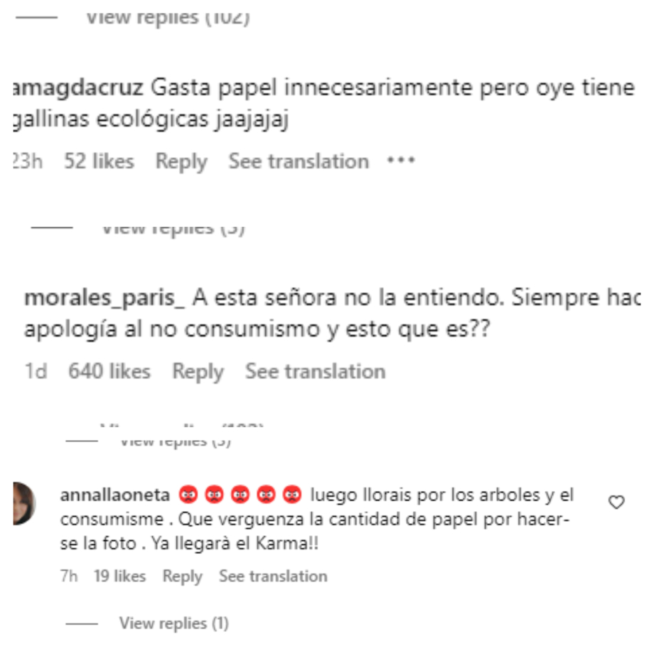 Comentarios Paz Padilla / Instagram 
