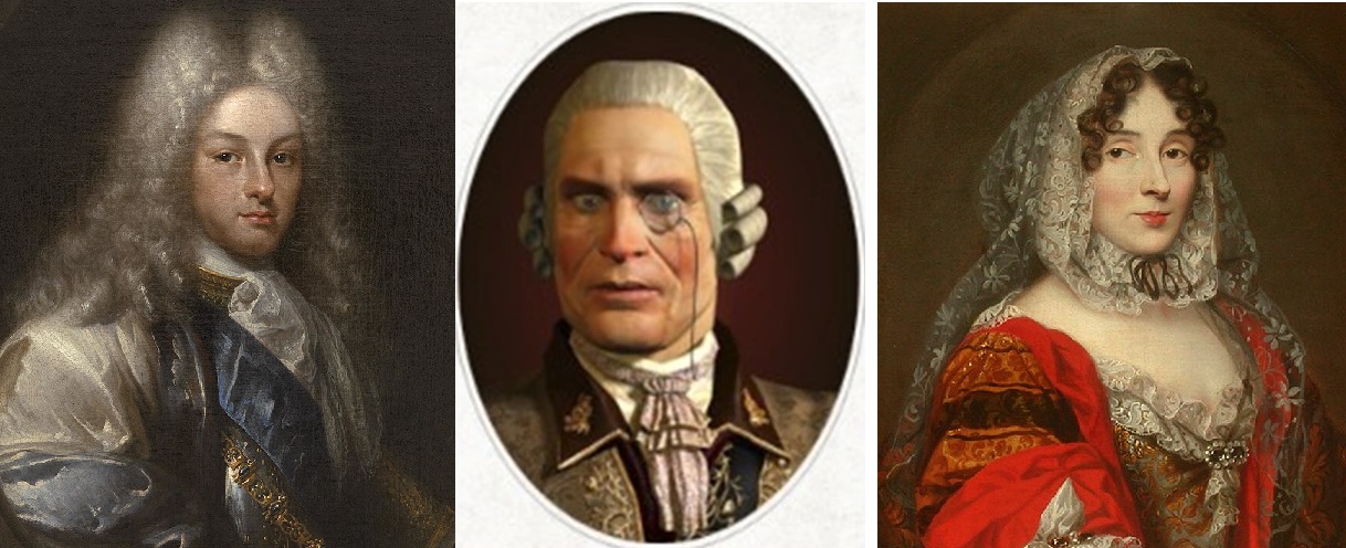 Felipe V, Orry y Tremoille. Fuente Museo del Prado, Wikimedia Commons i Museu Condé Felipe V, Orry y Tremoille. Fuente Museo del Prado, Wikimedia Commons i Museu Condé