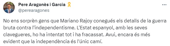 TUIT Pere Aragonès operació catalunya TUIT Pere Aragonès operació catalunya
