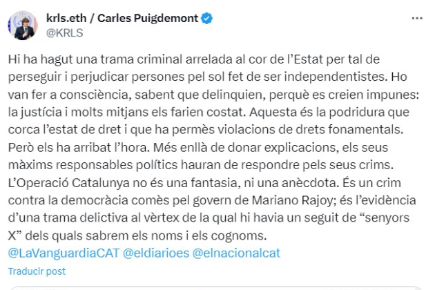 Reaccio Puigdemont operacio catalunya