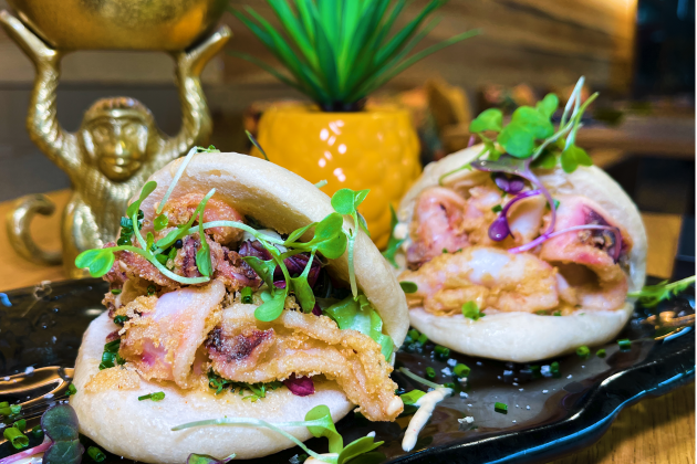 Baos de calamares con salsa kimchi Baos de calamares con salsa kimchi