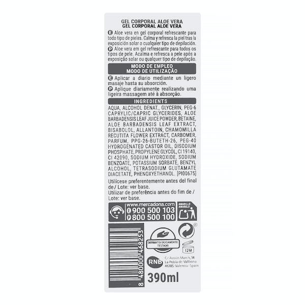 Gel corporal aloe vera Deliplus Gel corporal aloe vera Deliplus