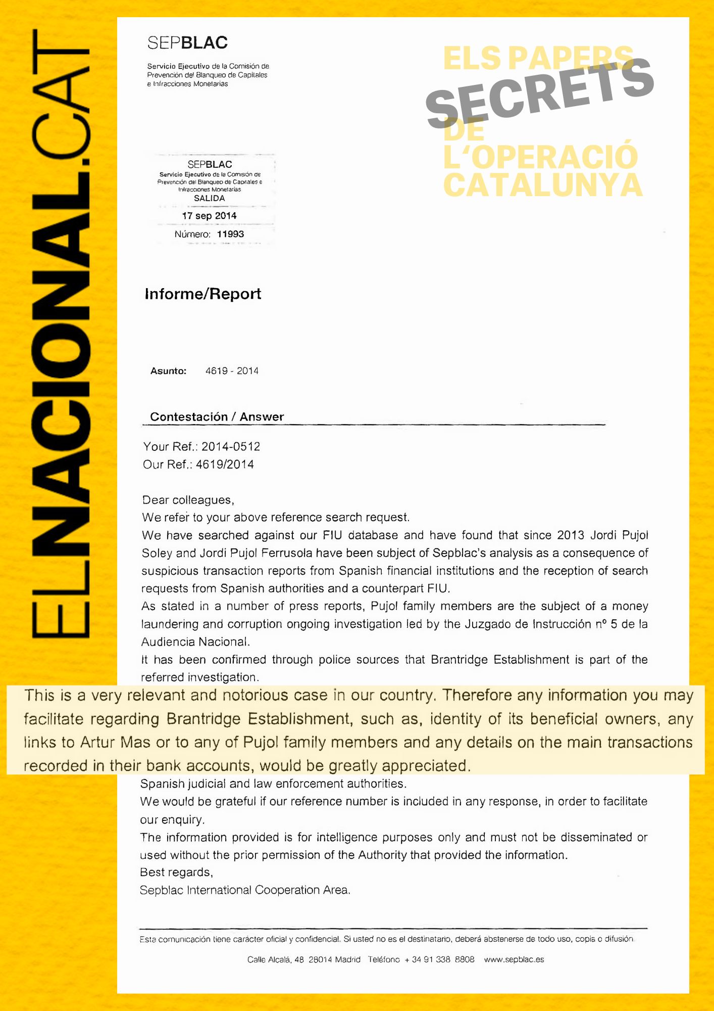 Sepblac els papers secrets de l'operació catalunya